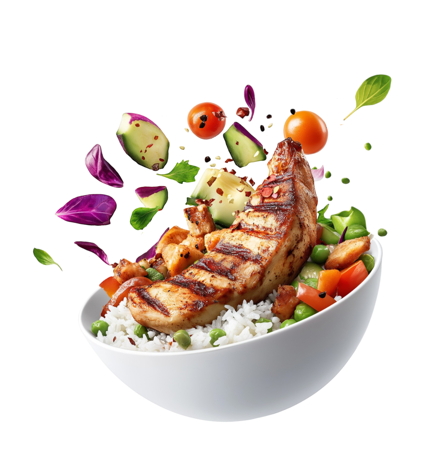 Боул с курицей и овощами
